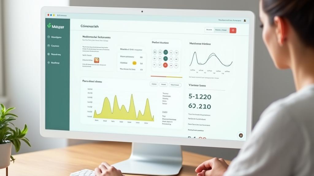Interfaccia di un'applicazione o dashboard che mostra grafici e dati relativi al benessere mentale, con traccamento dell'umore e dei livelli di stress.