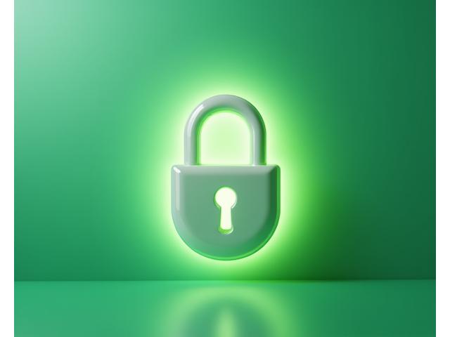 Icona di un lucchetto stilizzato su sfondo verde che simboleggia la sicurezza dei dati e la protezione della privacy di VitaAurora.